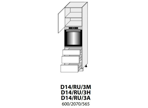 Vysoká skříňka kuchyně Quantum D14RU 3R pro vestavnou troubu