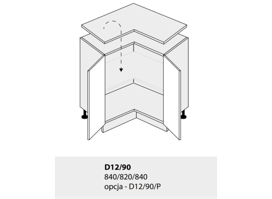 Dolní skříňka kuchyně Quantum D12 90 rohová  