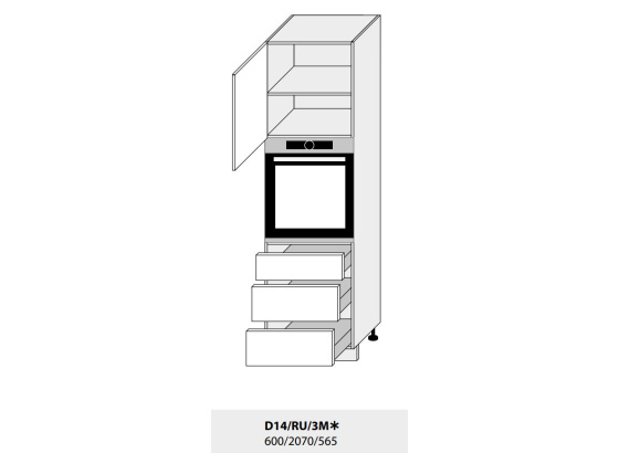 Vysoká skříňka kuchyně Quantum D14RU 3M pro vestavnou troubu